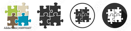 Puzzle pieces icon symbol flat design set illustration
