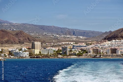 View of the coast in front of Los Cristianos in the south of the Canary Island © AkimaFutura
