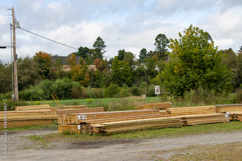 Lumber pile in Vermont lumber yard