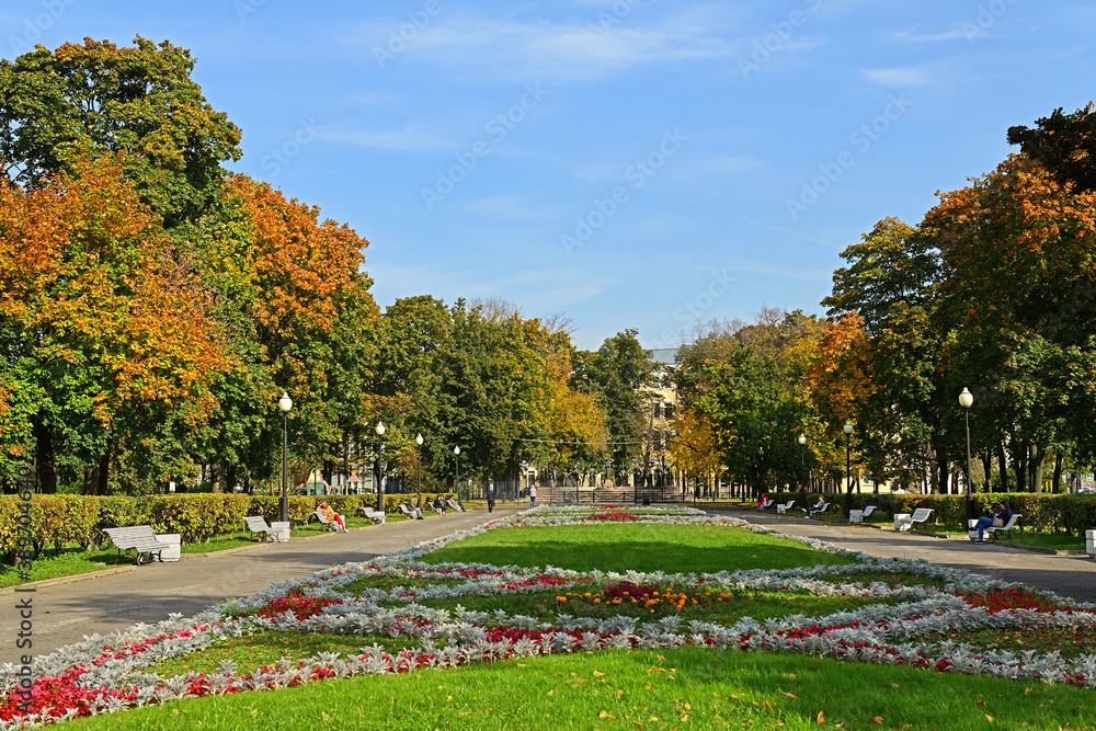 Swamp Square in autumn. Moscow, Russia