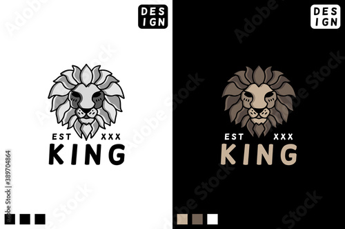 lion head illustration for logo. Modern minimalist logo in hype style.