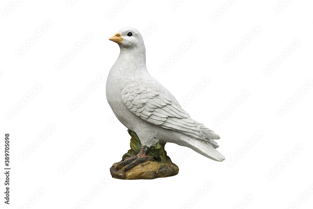 Fototapeta premium Plaster classical garden figure. Isolated on white background. White dove. Blank for the designer.