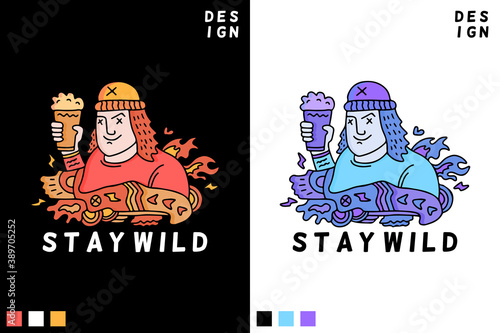 Man with beanie holding glass of beer in hype style. illustration for t shirt, poster, logo, sticker, or apparel merchandise.