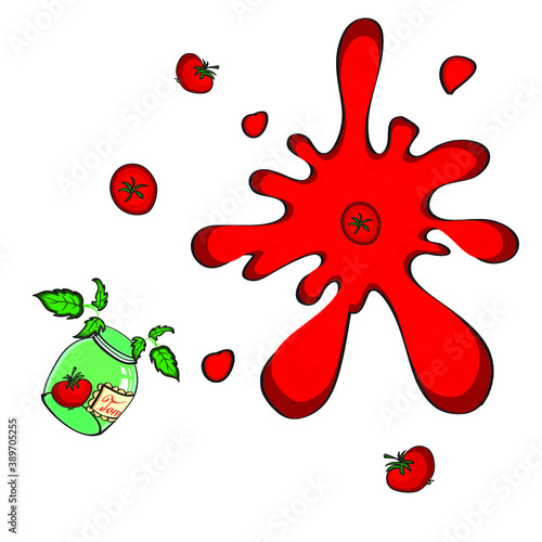 Vector illustration of tomatoes, a can and the inscription La Batal del Tomato for your design