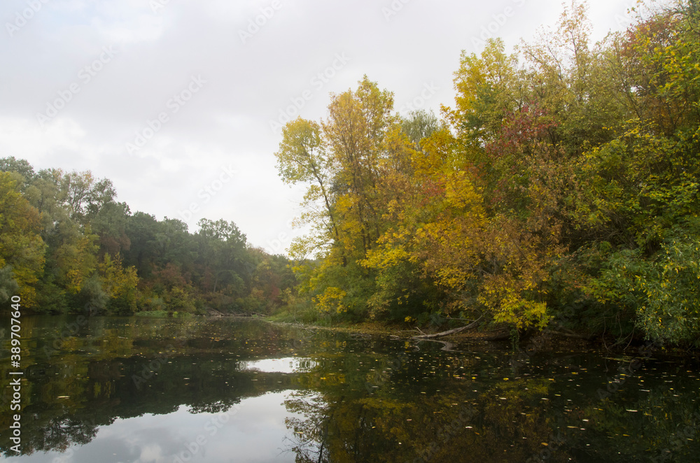 Landscape of a quiet river in autumn weather Landscape of a quiet river in autumn weather