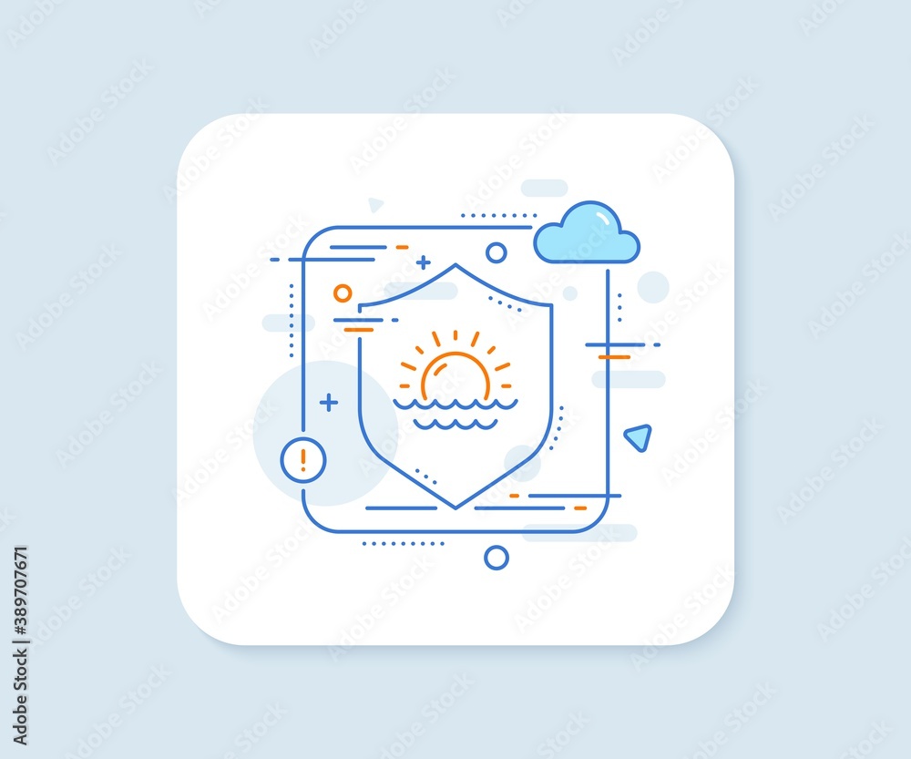 Sunny weather forecast line icon. Abstract vector button. Summer sun sign. Sunset with waves. Sunset line icon. Protect shield concept. Vector Sunny weather forecast line icon. Abstract vector button. Summer sun sign. Sunset with waves. Sunset line icon. Protect shield concept. Vector
