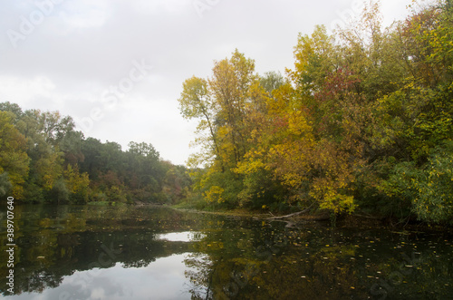 Landscape of a quiet river in autumn weather