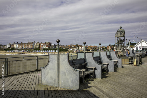 SOUTHWO, UNITED KINGDOM - Aug 05, 2020: The seating on Southwold Pier photo