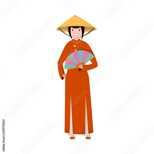 Isolated object of vietnamese and woman icon. Collection of vietnamese and girl vector icon for stock.