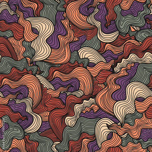 seamless vector abstract pattern with colored waves of different directions