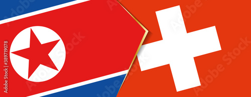 North Korea and Switzerland flags, two vector flags.