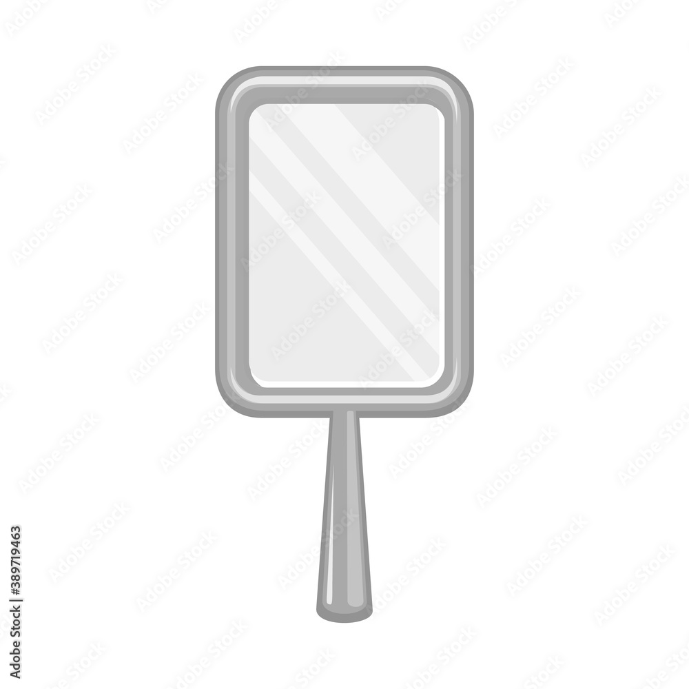 Vector illustration of mirror and gold sign. Graphic of mirror and handle stock symbol for web. Vector illustration of mirror and gold sign. Graphic of mirror and handle stock symbol for web.