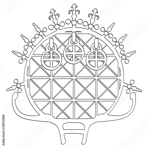 vector monochrome icon set with ancient symbol Hittite sun disk for your project