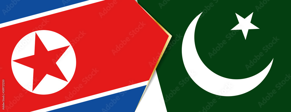 North Korea and Pakistan flags, two vector flags. North Korea and Pakistan flags, two vector flags.