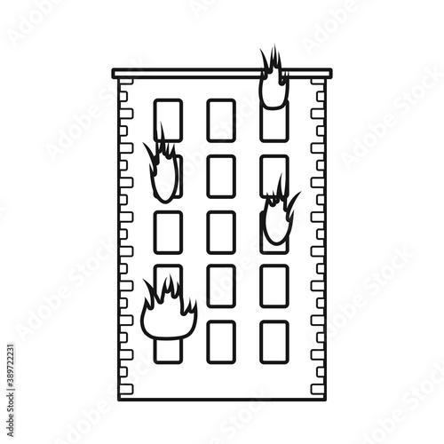 Isolated object of house and flame logo. Collection of house and multistorey stock vector illustration.