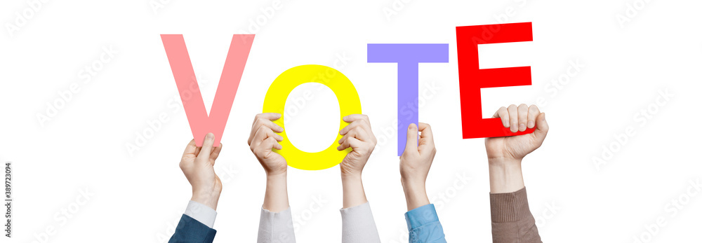 Plakat Vote on democratic elections, referendum. Make right choice.