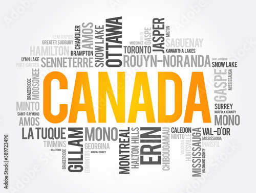 List of cities and towns in Canada, word cloud collage photo