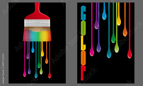 2 mises en page de décoration sur le thème de la peinture avec une harmonie de couleurs arc en ciel afin de promouvoir un grand choix de couleur pour votre maison.