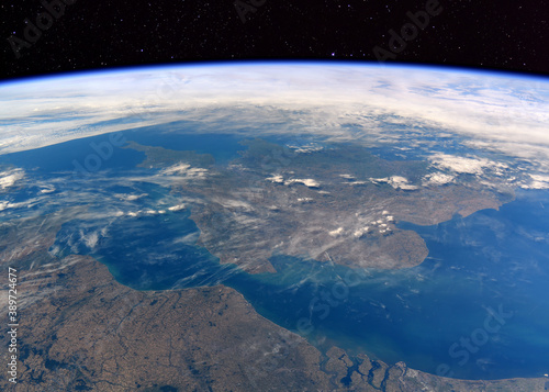 Fototapeta Naklejka Na Ścianę i Meble -  The UK from the International Space Station (ISS). Elements of this immage supplied by NASA.