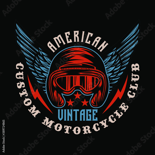 Vintage Custom Motorcycle Helmet Badge Design