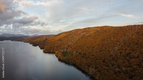 Fototapeta Naklejka Na Ścianę i Meble -  Aerial Shots of Coniston Water, located in the lake district in England. 
