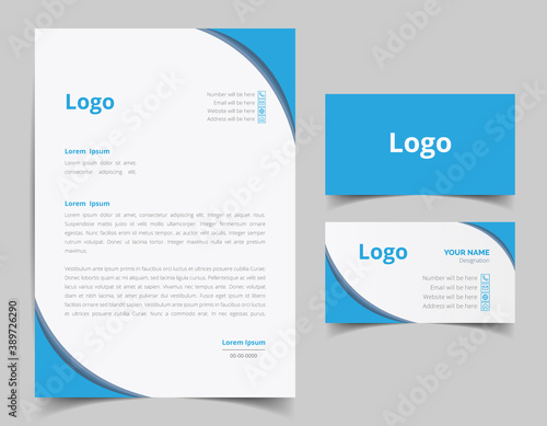 Corporate letterhead and business card design set, Branding stationery design business style pattern. fully editable 