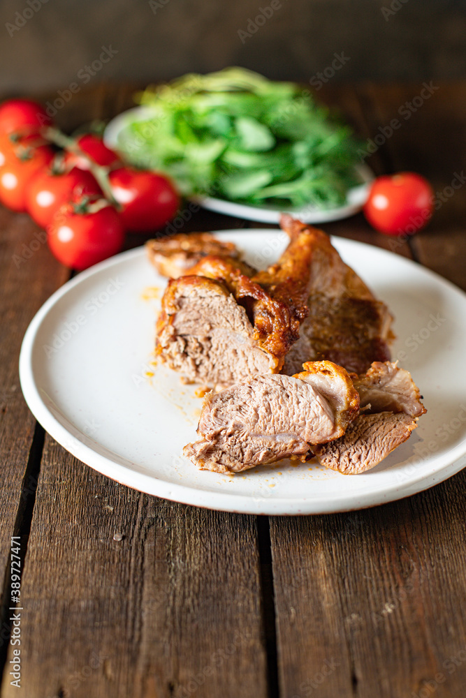 fried baked meat pork or beef ingredient for preparing a healthy meal snack top view copy space for text food background rustic keto or paleo diet fried baked meat pork or beef ingredient for preparing a healthy meal snack top view copy space for text food background rustic keto or paleo diet