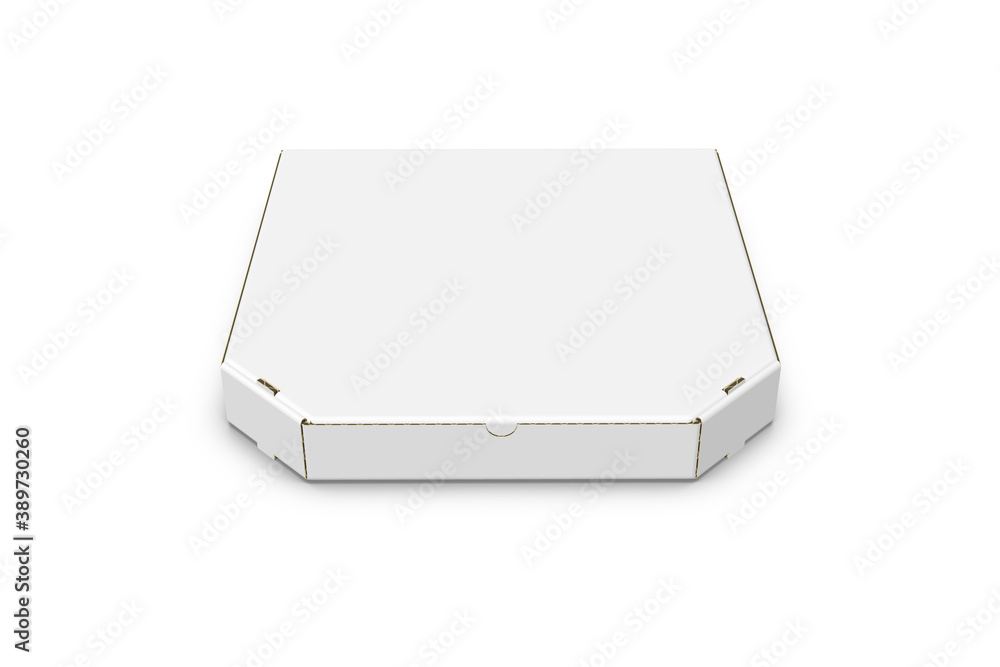 High resolution image white pizza box template isolated on white background, high quality details of cardboard High resolution image white pizza box template isolated on white background, high quality details of cardboard