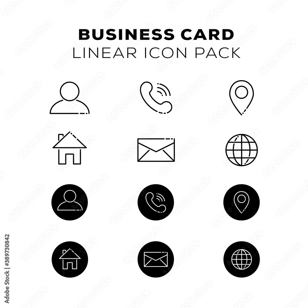 Business Card Linear Icon Pack Business Card Linear Icon Pack