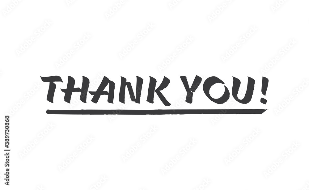 Thank you text. Lettering style typography design.