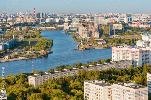 Fototapeta Naklejka Na Ścianę i Meble -  Aerial city view at day time. Moscow. Russia.