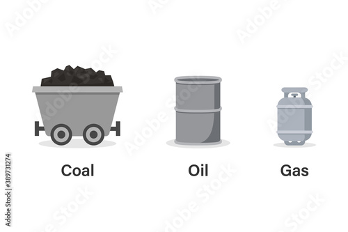 Coal oil gas icon set. Clipart image isolated on white background.