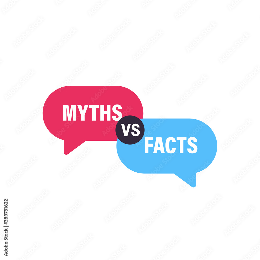 Myths vs Facts speech bubble concept design. Clipart image. Myths vs Facts speech bubble concept design. Clipart image.