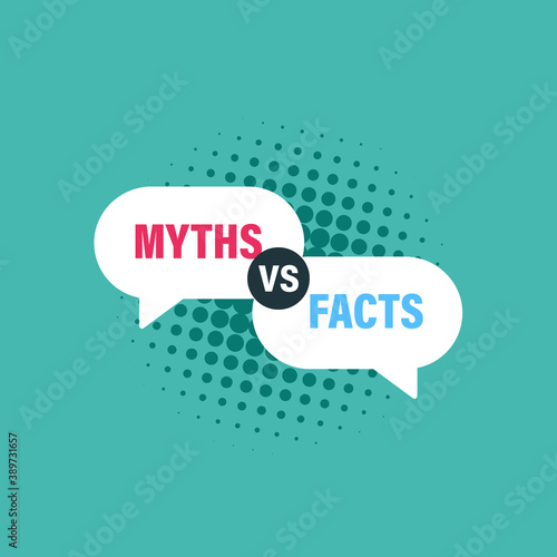 Wallpaper Mural Myths vs Facts speech bubble concept design. Clipart image.