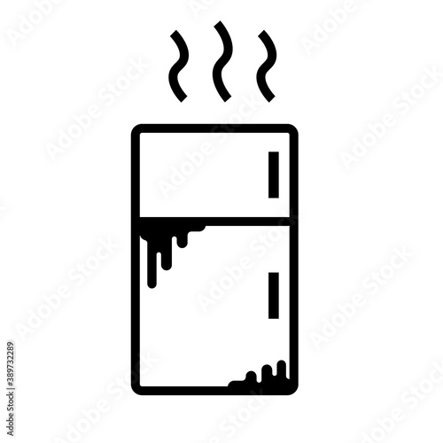 Dirty fridge line icon. Clipart image isolated on white background.