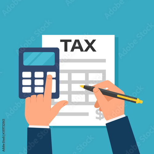 Tax calculating illustration. Clipart image.