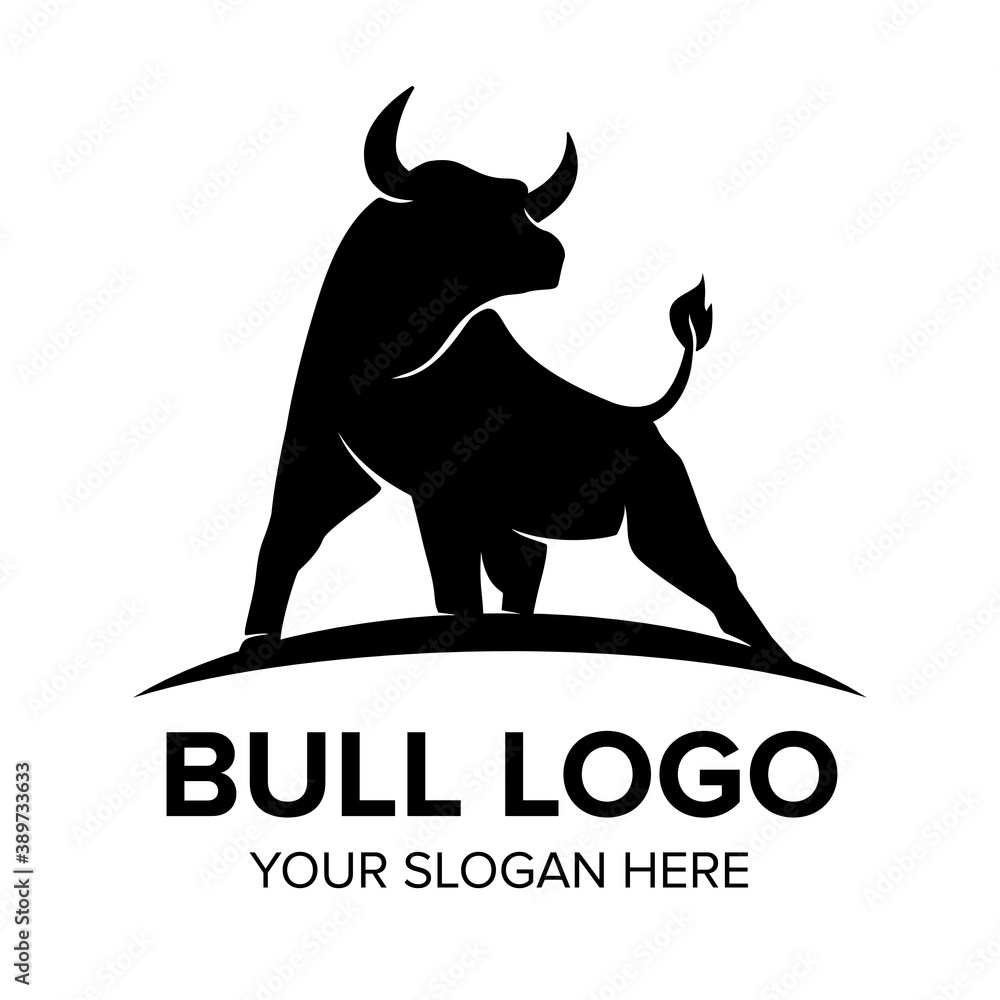 Bull logo , monochrome silhouette, symbol of the year in the Chinese zodiac calendar. Vector