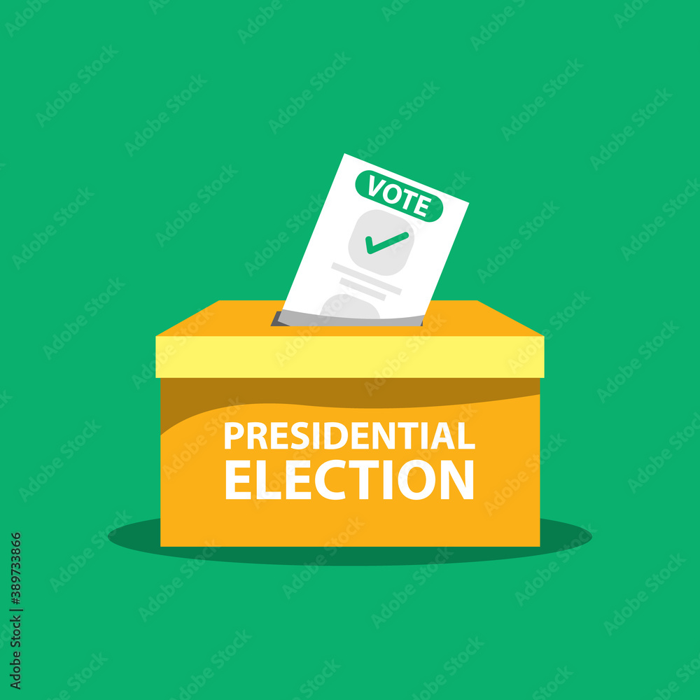 Election box voting concept design on green background Election box voting concept design on green background