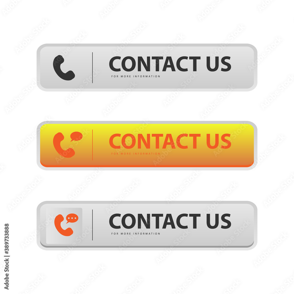 Minimalist contact us button collection isolated on white background Minimalist contact us button collection isolated on white background
