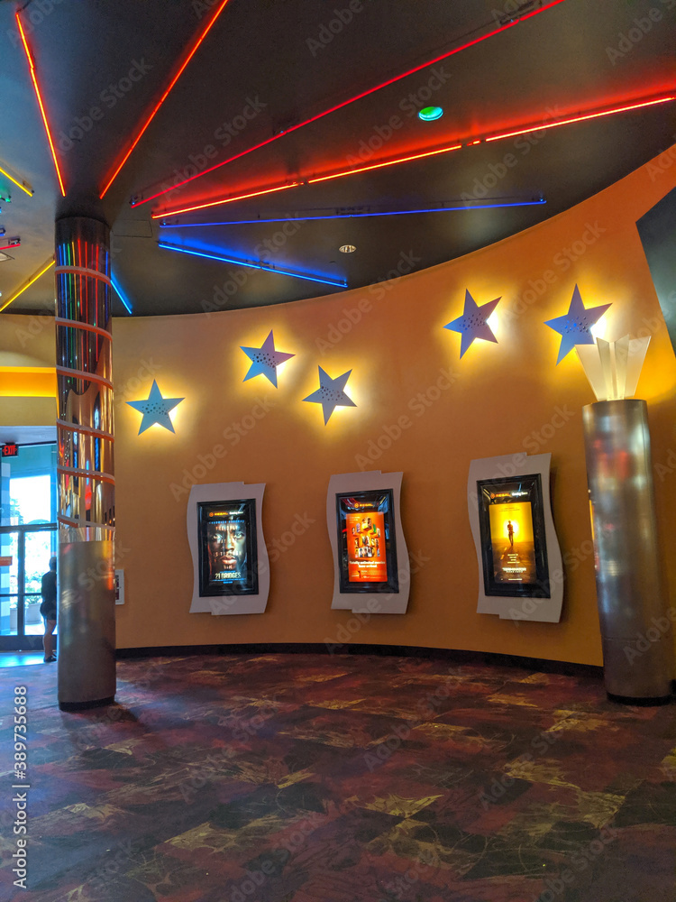 Inside Entrance to Movie Theater Regal Pearl Highlands with movie
