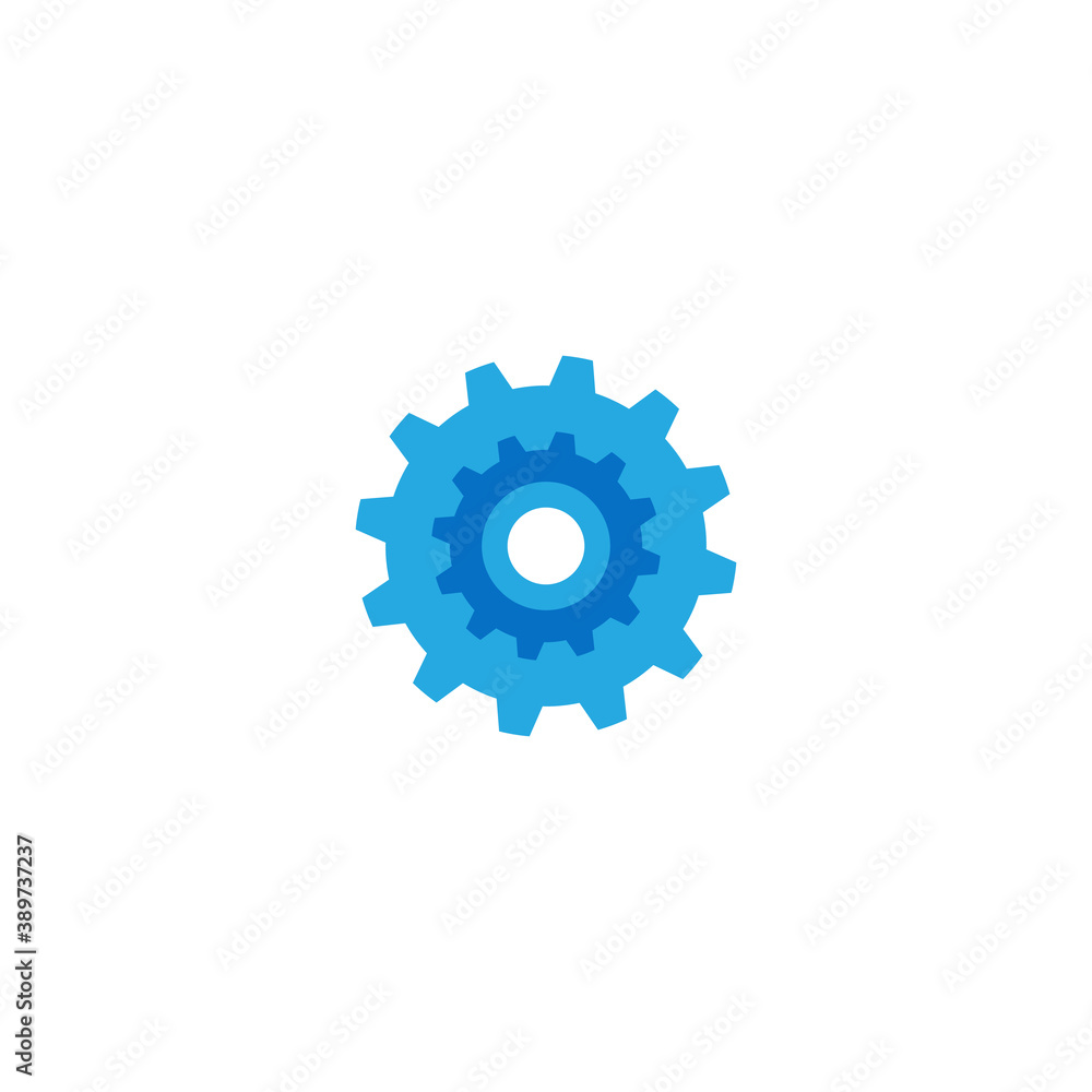 Blue Gear or cog icon. Stock vector illustration isolated on white background. Blue Gear or cog icon. Stock vector illustration isolated on white background.