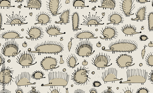 Funny hedgehogs, seamless pattern for your design