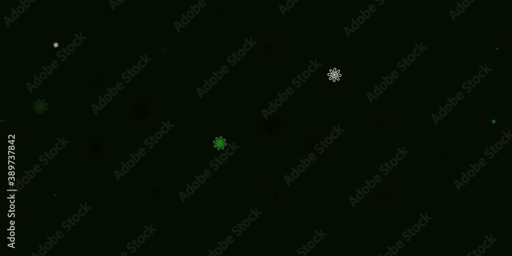 Light Green vector doodle texture with flowers. Light Green vector doodle texture with flowers.