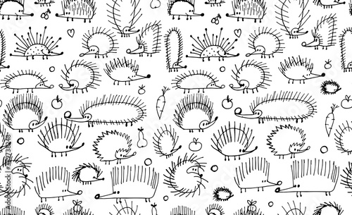 Funny hedgehogs, seamless pattern for your design