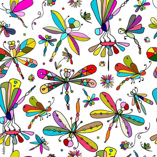 Dragonflies, seamless pattern for your design