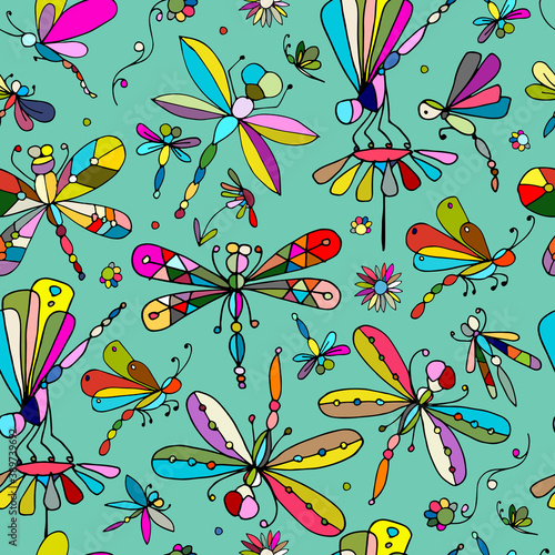 Dragonflies, seamless pattern for your design