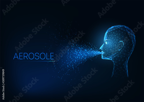 Futuristic aerosool formation during breething concept with human head and airborne infection