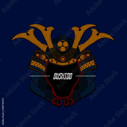 samurai mask illustration design for sukajan with bushido text is mean japan traditional cloth or t-shirt with digital hand drawn Embroidery Casual Short Sleeve Hip Hop T Shirt Streetwear