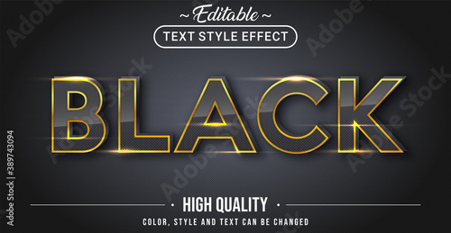 Editable text style effect - Black and gold theme style.