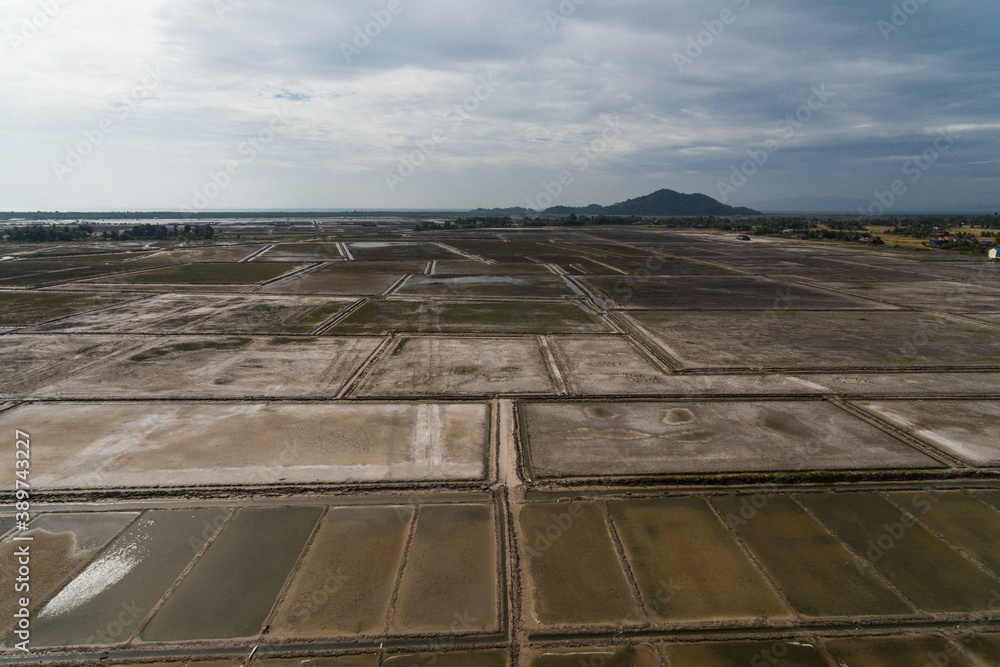 Krong Kampot Salt Fields in Cambodia Asia Aerial Drone Photo